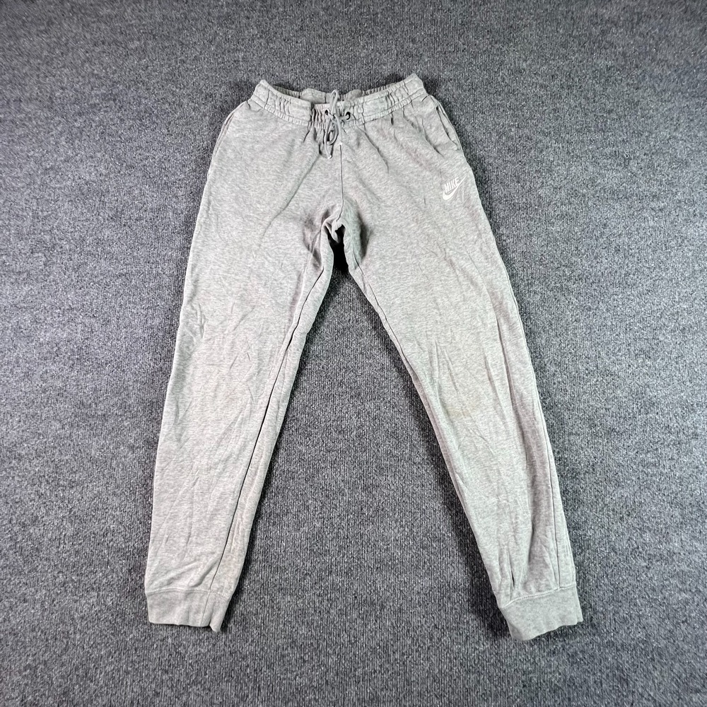 Nike Sweatpants Womens Small Heather Gray Fleece Drawstring Athletic Tapered Leg